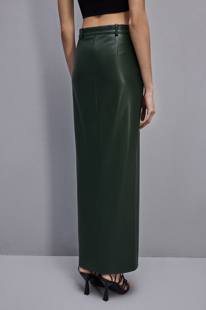 Patrizia Pepe Long Skirt In Coated Fabric Groen | XBH301859