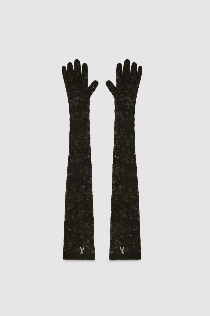 Patrizia Pepe Long Stretch Lace Gloves Zwart | XPZ138795