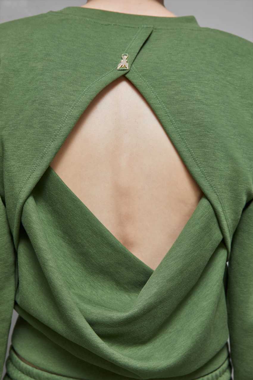 Patrizia Pepe Long-sleeved Cotton Sweatshirt Groen | KNJ318405