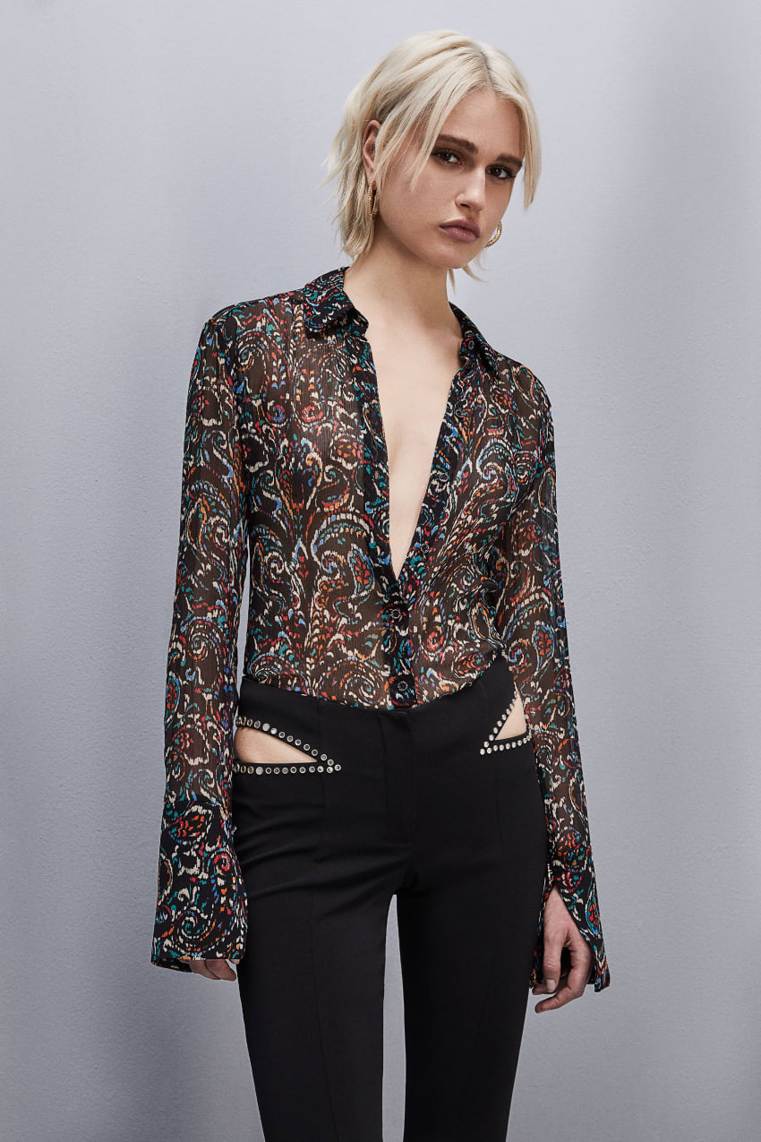 Patrizia Pepe Long-sleeved Printed Shirt Zwart | HLG174230