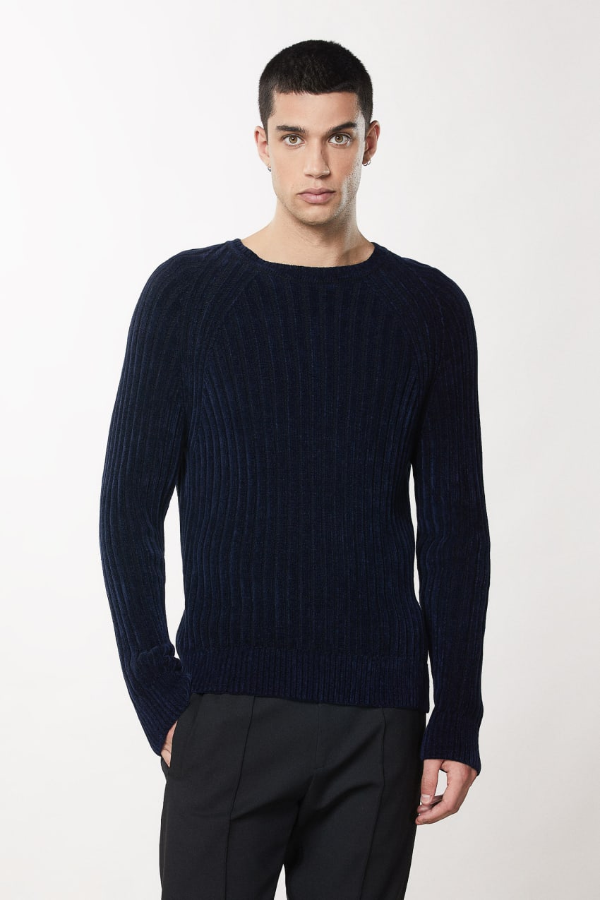 Patrizia Pepe Long-sleeved Ribbed Sweater Blauw | FAT057391