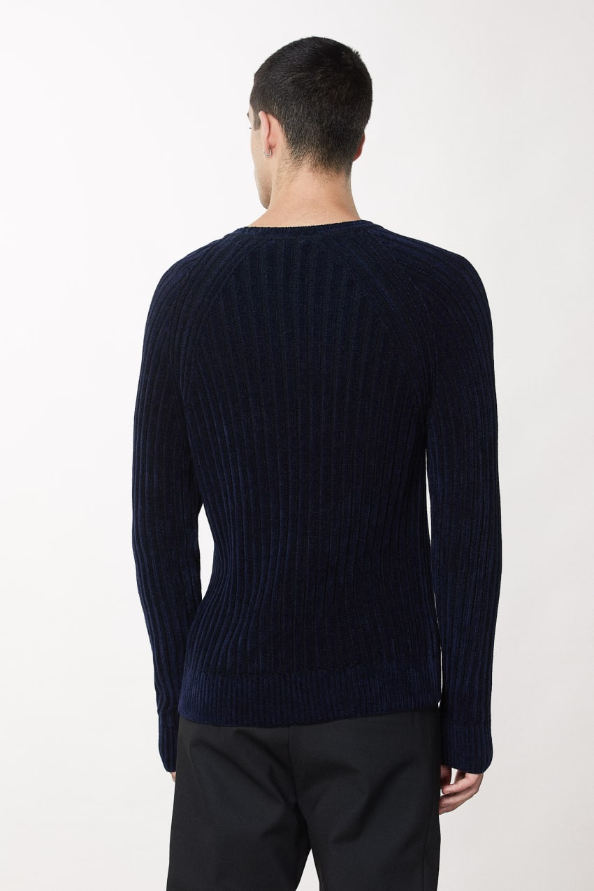 Patrizia Pepe Long-sleeved Ribbed Sweater Blauw | FAT057391