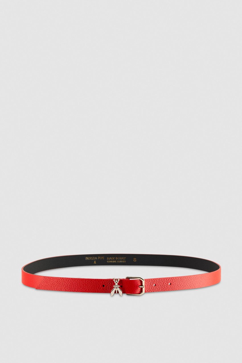 Patrizia Pepe Low-waist Hammered Leather Belt Rood | DPZ285967