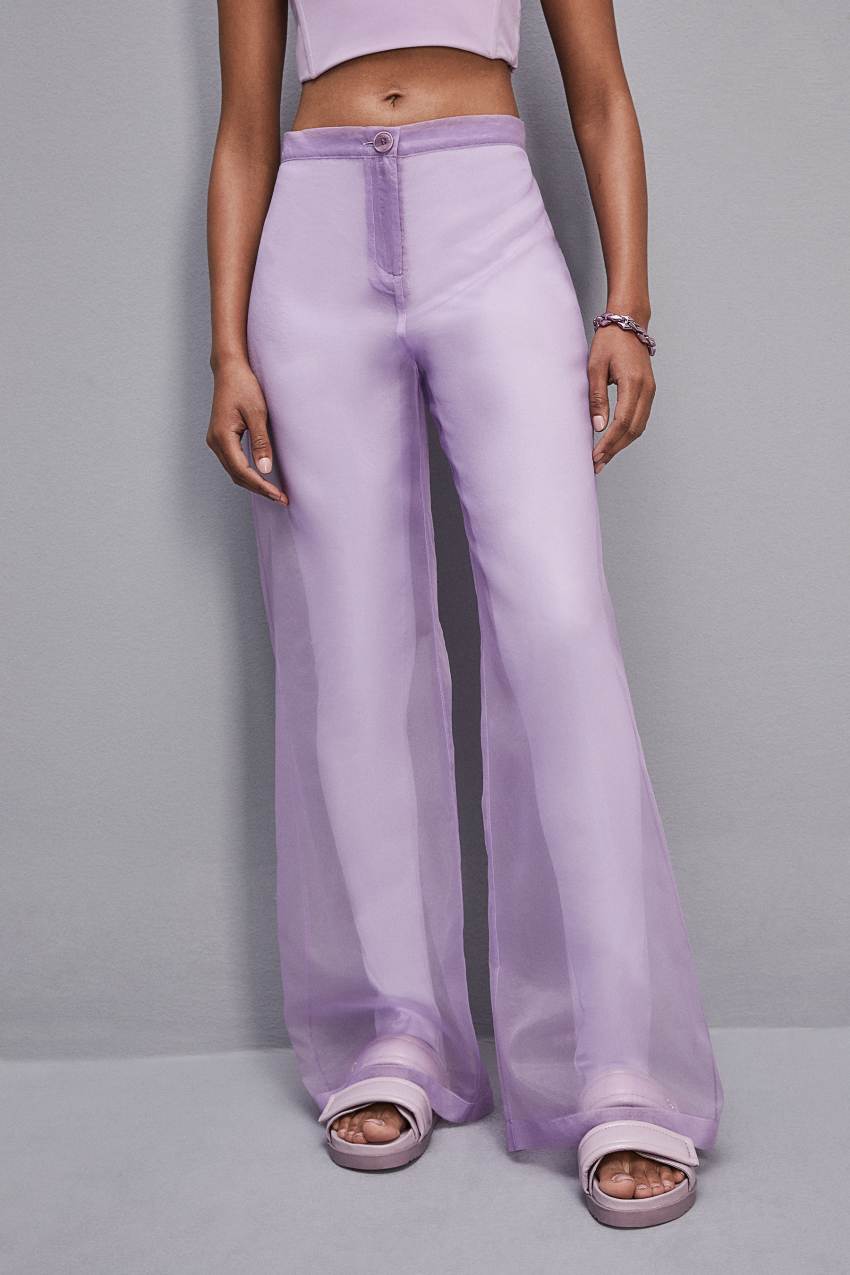 Patrizia Pepe Low-waisted Palazzo Fit Pants In Jersey Paars | TCR239846