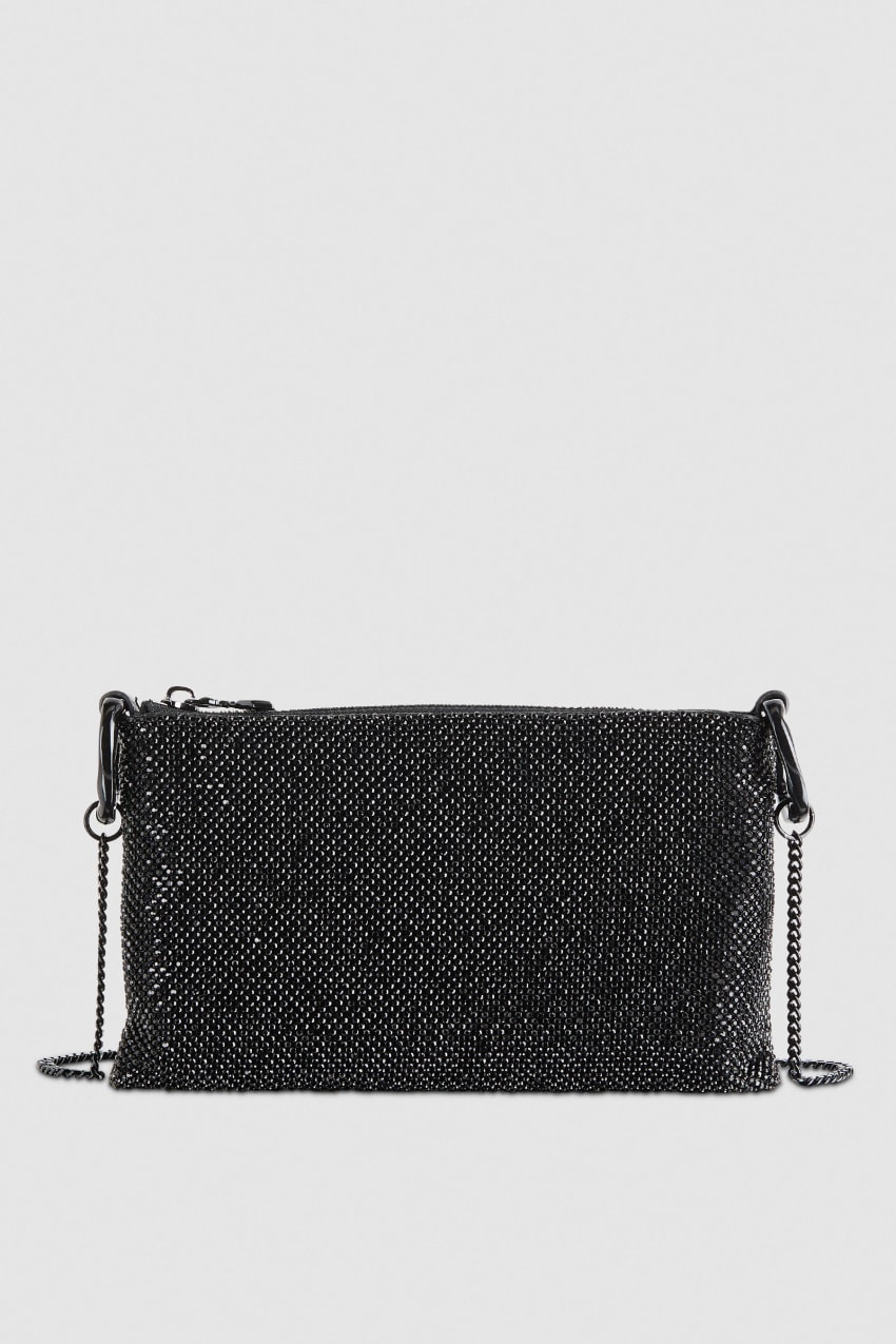 Patrizia Pepe Maxichain Rhinestone Clutch Bag Zwart | JZB819073