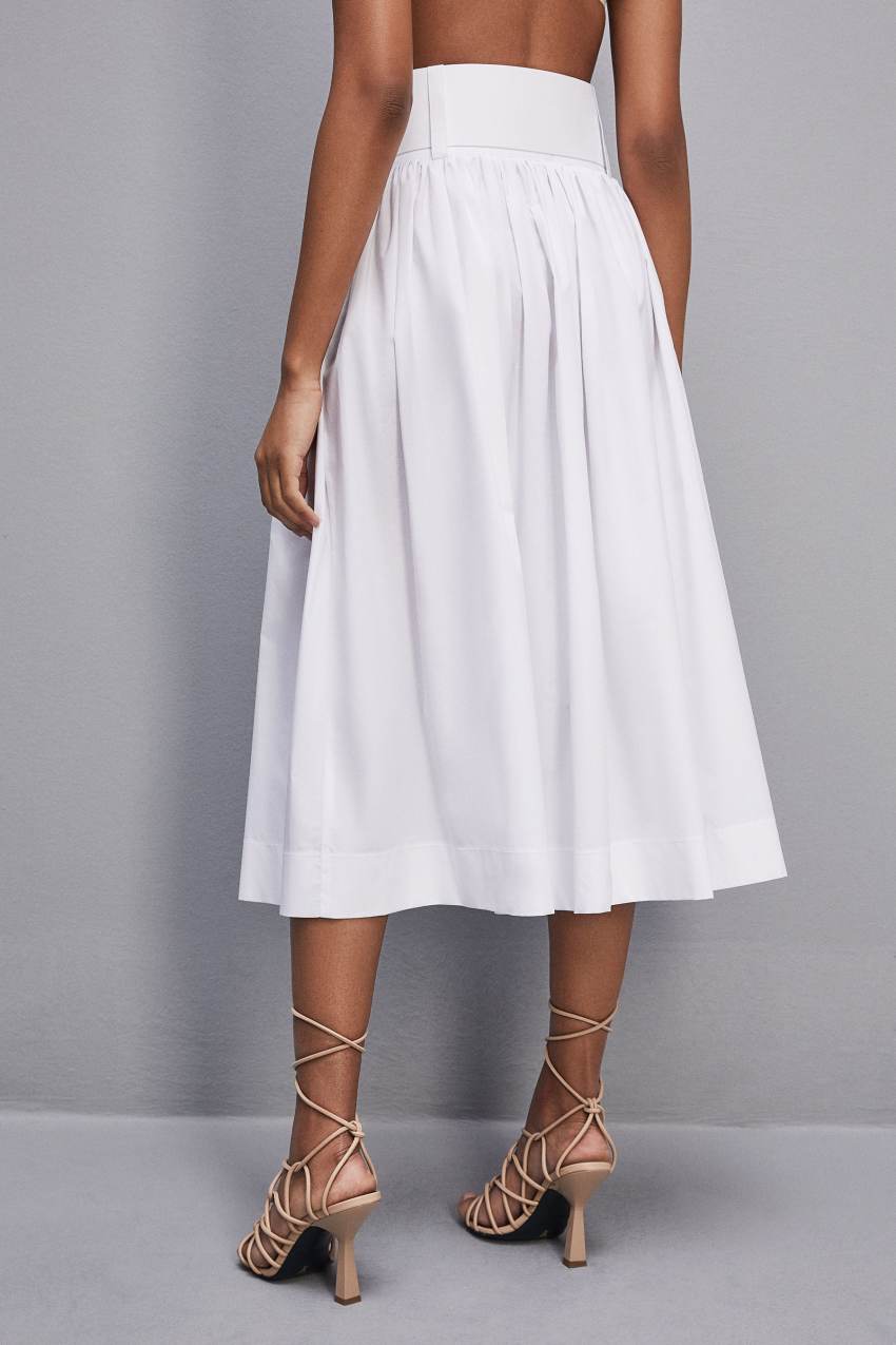 Patrizia Pepe Midi Flared Skirt With Belt Wit | YHG685190