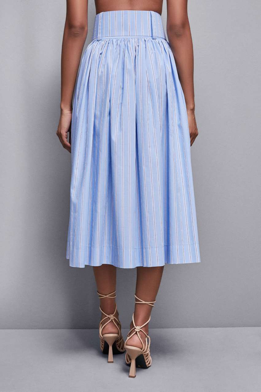 Patrizia Pepe Midi Flared Skirt With Belt Lichtblauw | BTV641853