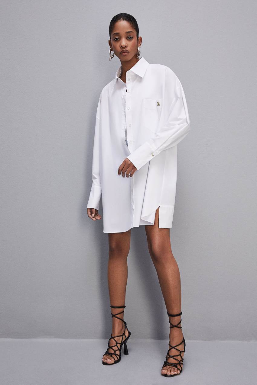 Patrizia Pepe Mini Over Shirt Dress Wit | ZMJ942731