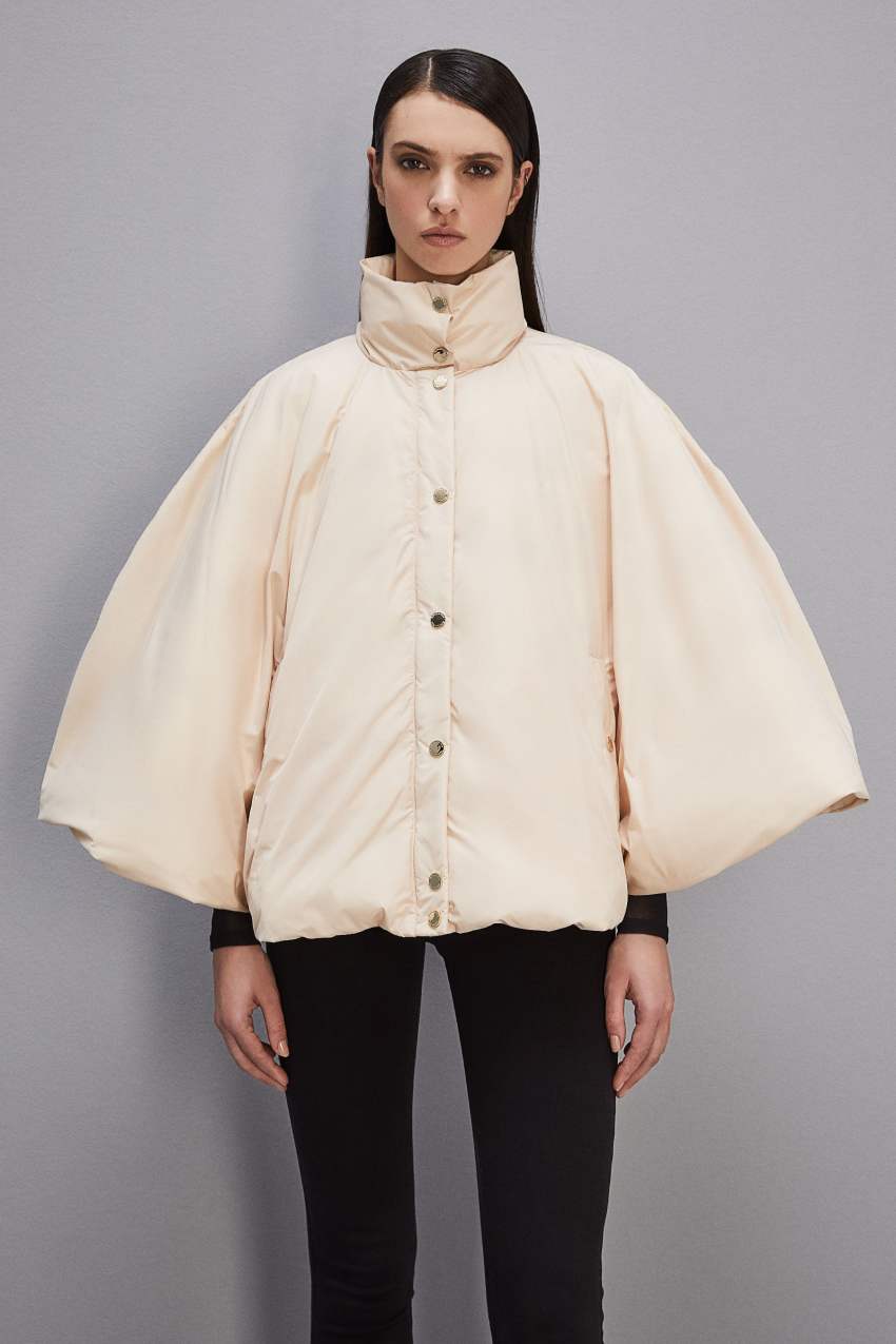 Patrizia Pepe Mix Fabric Padded Cape Beige | IWQ491730