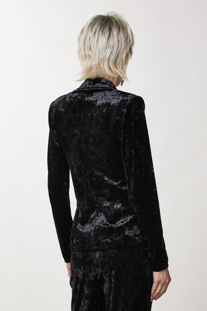 Patrizia Pepe One-button Velvet Jacket Zwart | LRT948630