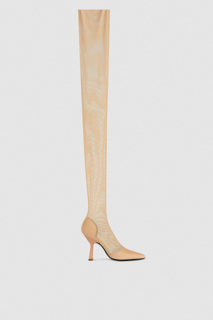 Patrizia Pepe Overknee Boots In Tulle Beige | TNR452906