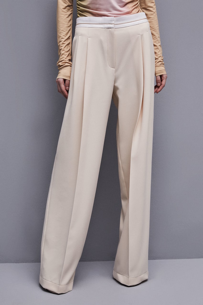 Patrizia Pepe Palazzo Pants In Technical Fabric Beige | XEA028359