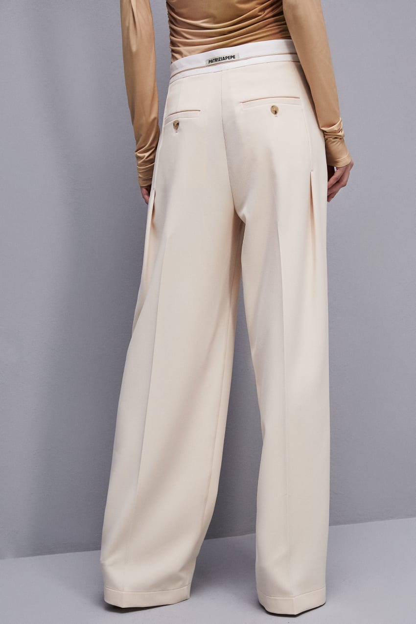 Patrizia Pepe Palazzo Pants In Technical Fabric Beige | XEA028359