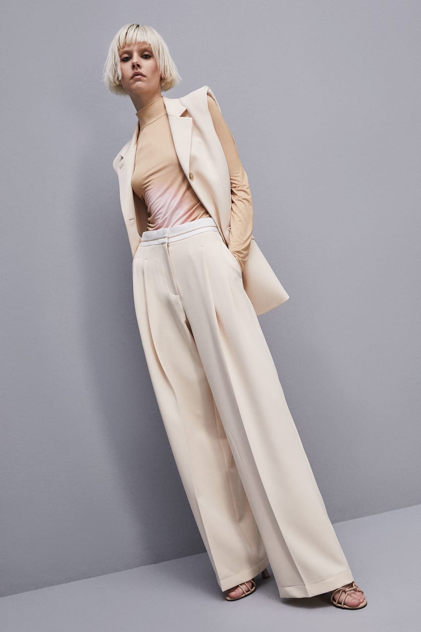 Patrizia Pepe Palazzo Pants In Technical Fabric Beige | XEA028359