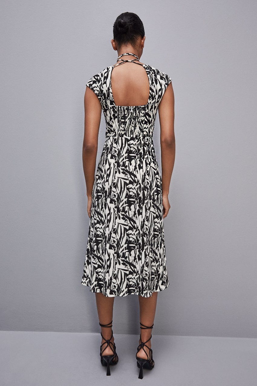 Patrizia Pepe Patterned Jersey Midi Dress Wit | LUZ690231