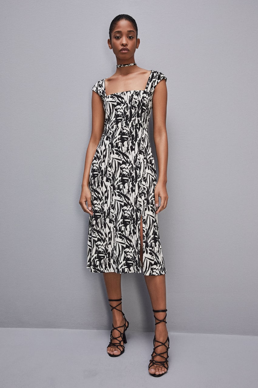 Patrizia Pepe Patterned Jersey Midi Dress Wit | LUZ690231