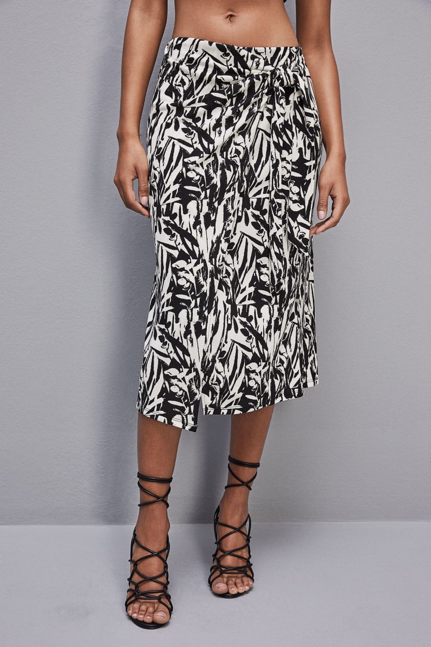 Patrizia Pepe Patterned Jersey Midi Skirt Wit | EDO421086