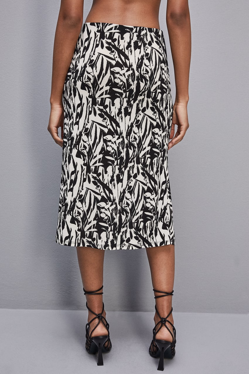 Patrizia Pepe Patterned Jersey Midi Skirt Wit | EDO421086