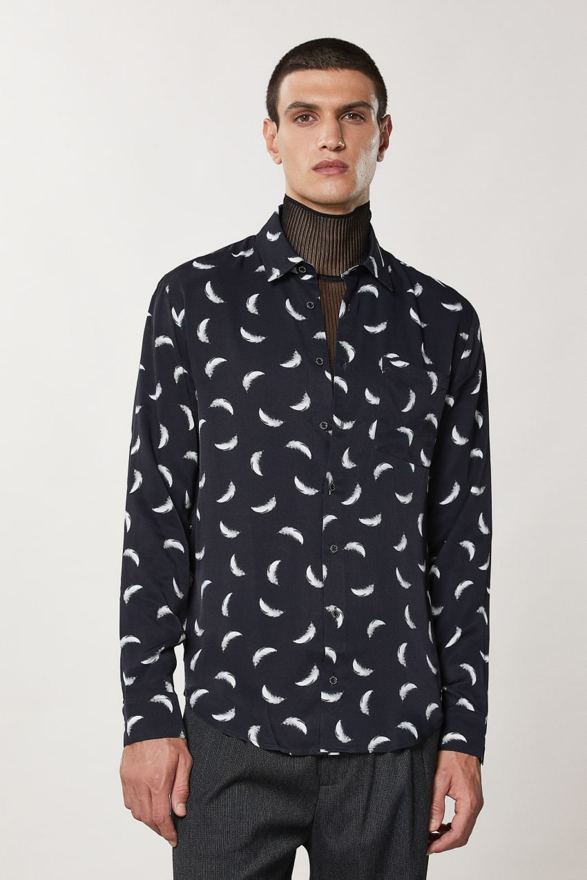 Patrizia Pepe Patterned Shirt With Breast Pocket Zwart | OBU402563