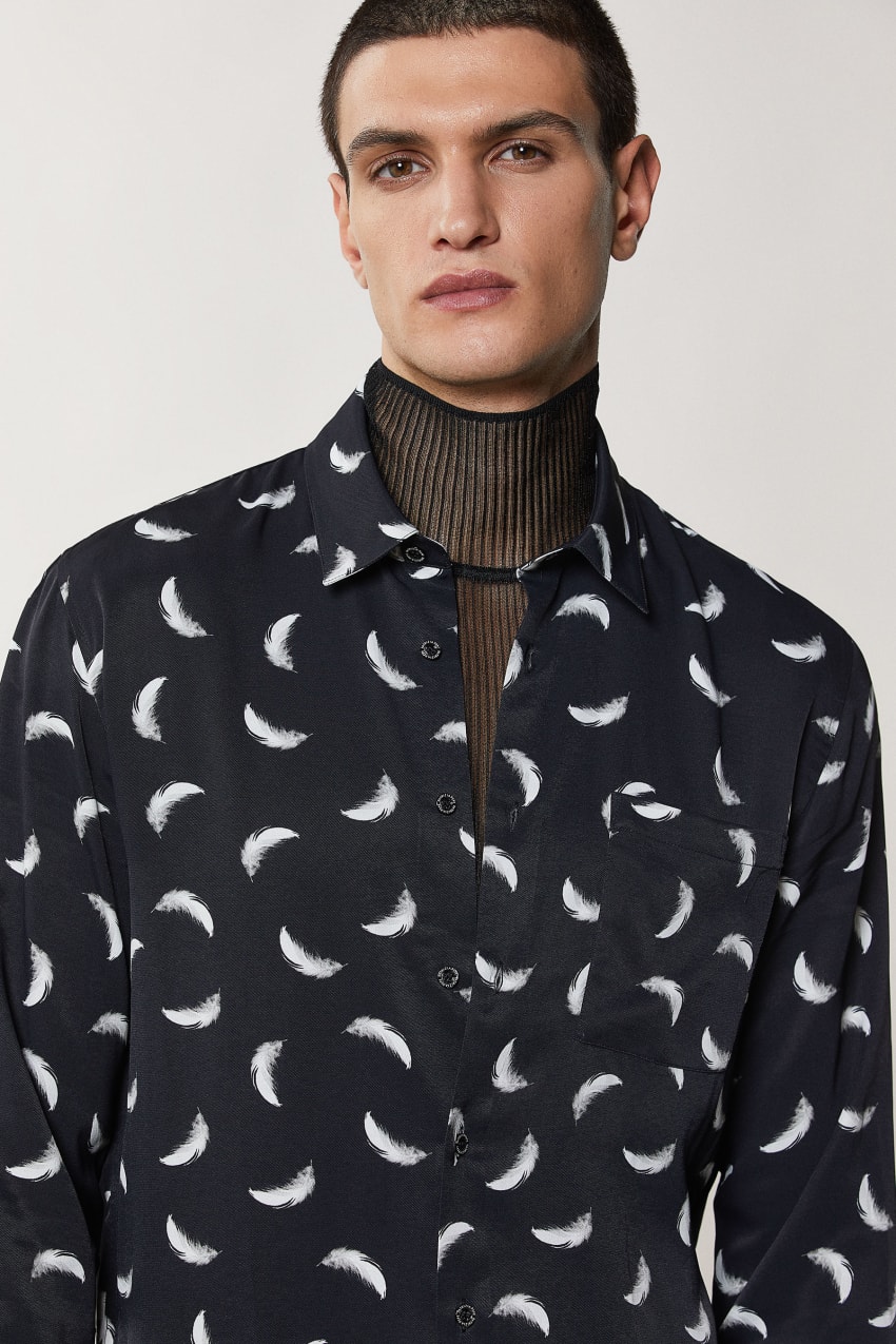 Patrizia Pepe Patterned Shirt With Breast Pocket Zwart | OBU402563