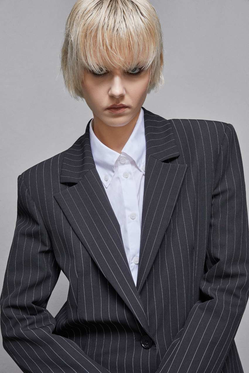 Patrizia Pepe Pinstriped One-button Flannel Blazer Zwart | FSO207893