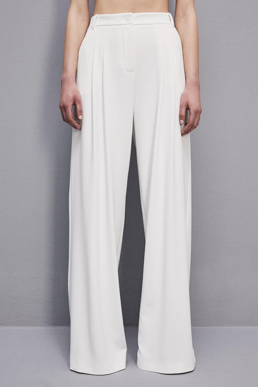 Patrizia Pepe Pleated Pants In Fluid Twill Wit | LOT503892