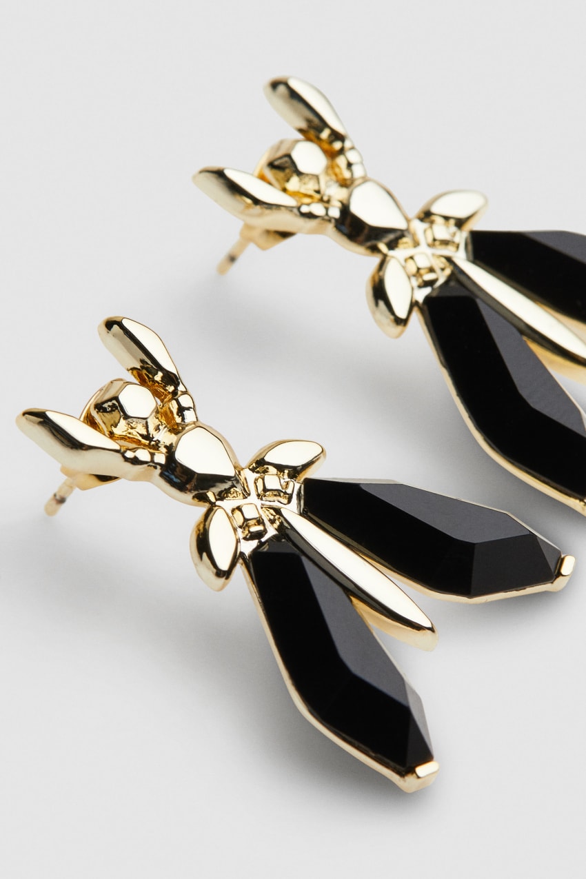 Patrizia Pepe Precious Fly Earrings With Stones Zwart | OHY524173