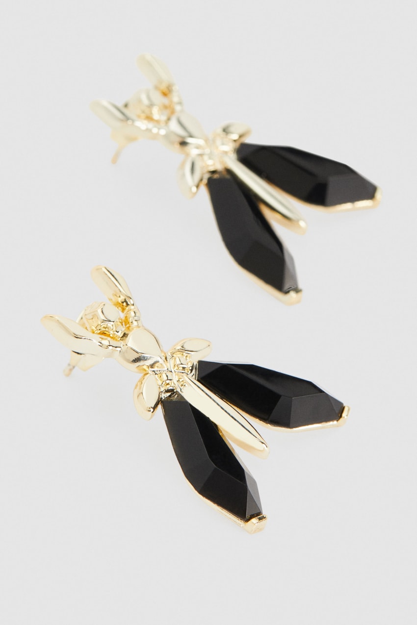 Patrizia Pepe Precious Fly Earrings With Stones Zwart | OHY524173