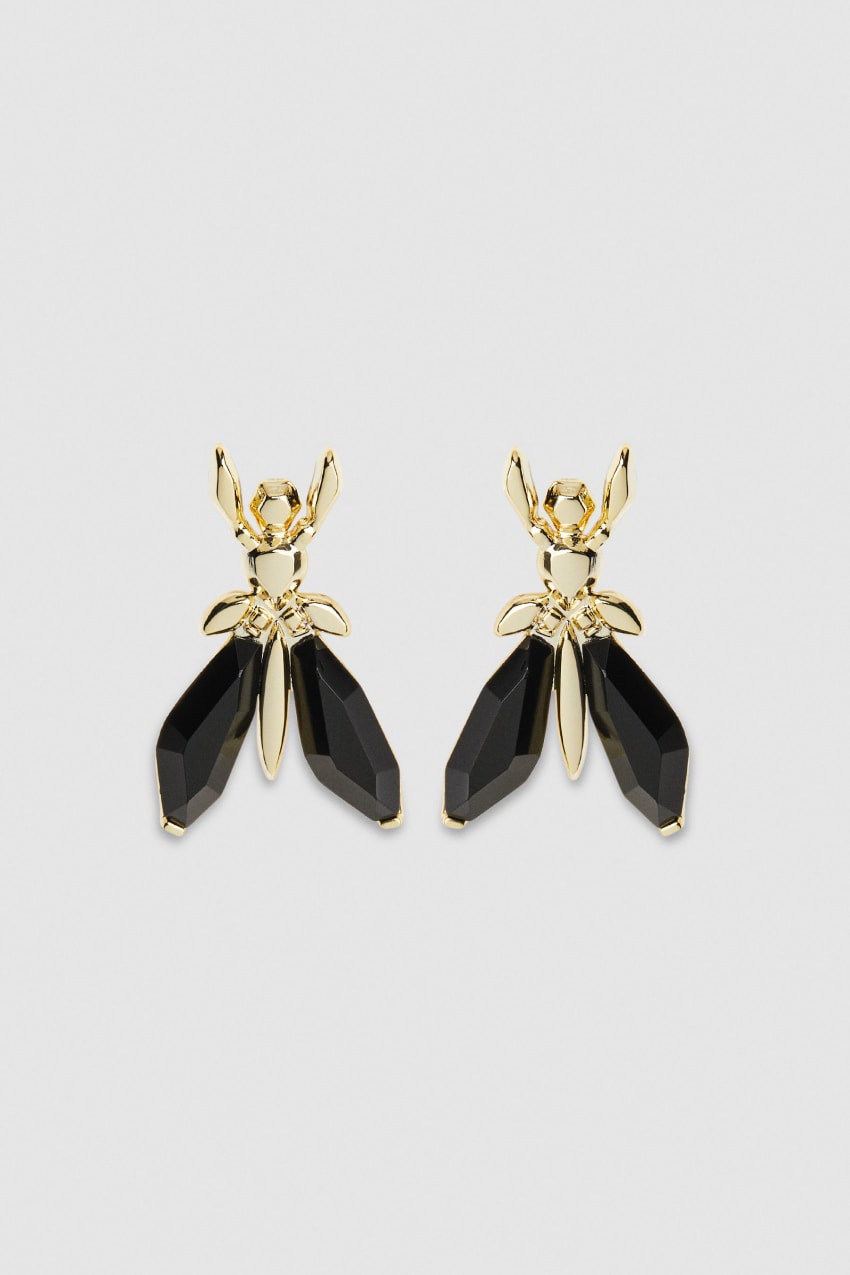 Patrizia Pepe Precious Fly Earrings With Stones Zwart | OHY524173