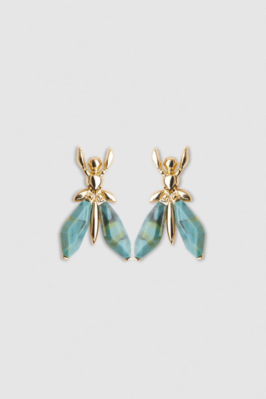 Patrizia Pepe Precious Fly Earrings With Stones Groen | LCQ582617