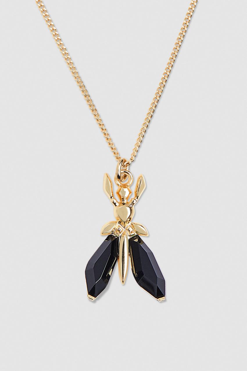 Patrizia Pepe Precious Fly Mini Necklace Zwart | WOP213985