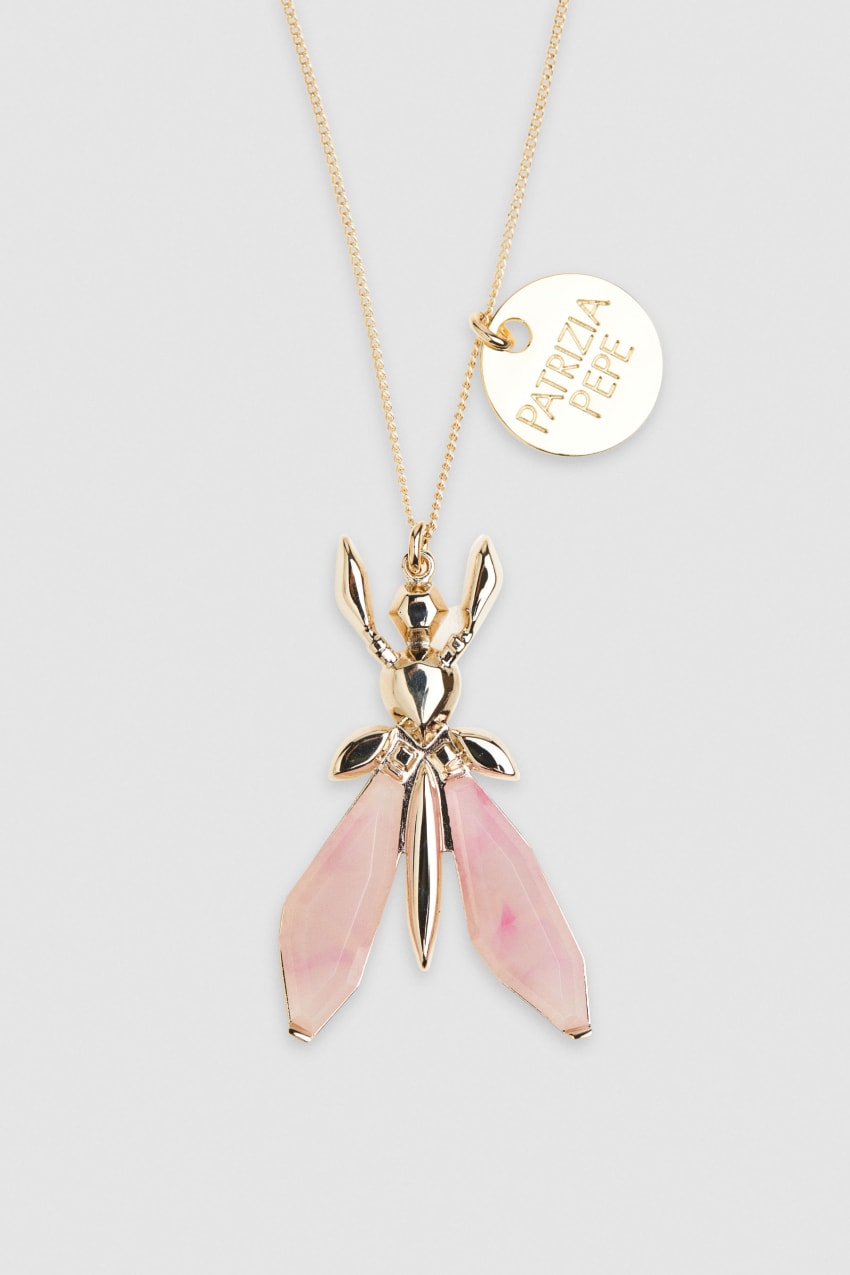 Patrizia Pepe Precious Fly Necklace With Stones Roze | PTW961430