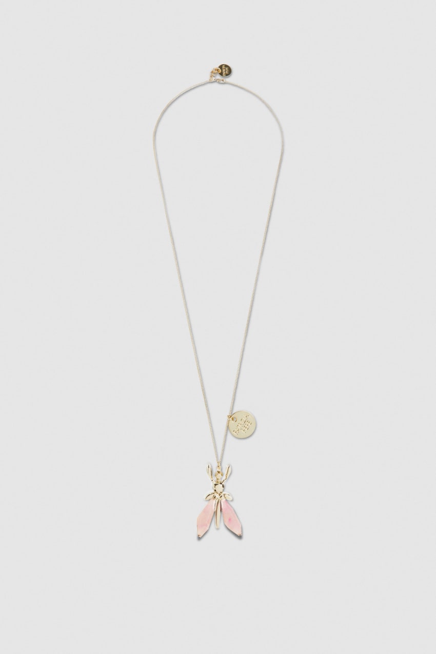 Patrizia Pepe Precious Fly Necklace With Stones Roze | PTW961430