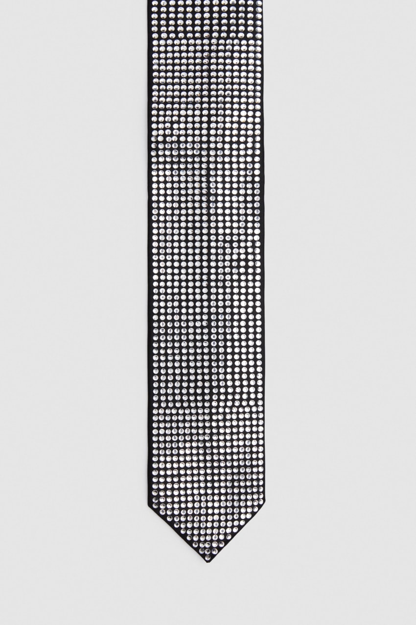 Patrizia Pepe Rhinestone Tie Zwart | TOX702491