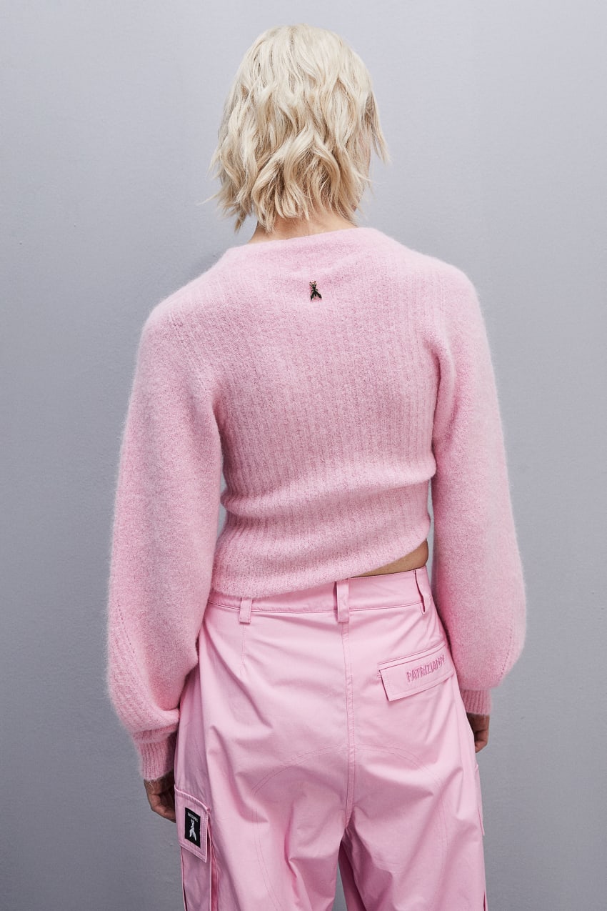 Patrizia Pepe Rib Knit Sweater With Round Neckline Roze | ERC510392