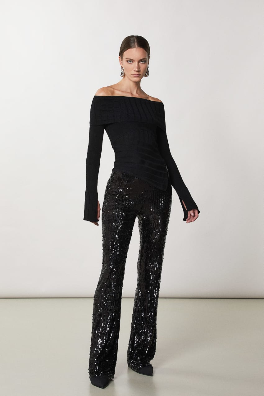 Patrizia Pepe Rib Knit Zwart | VYD418759