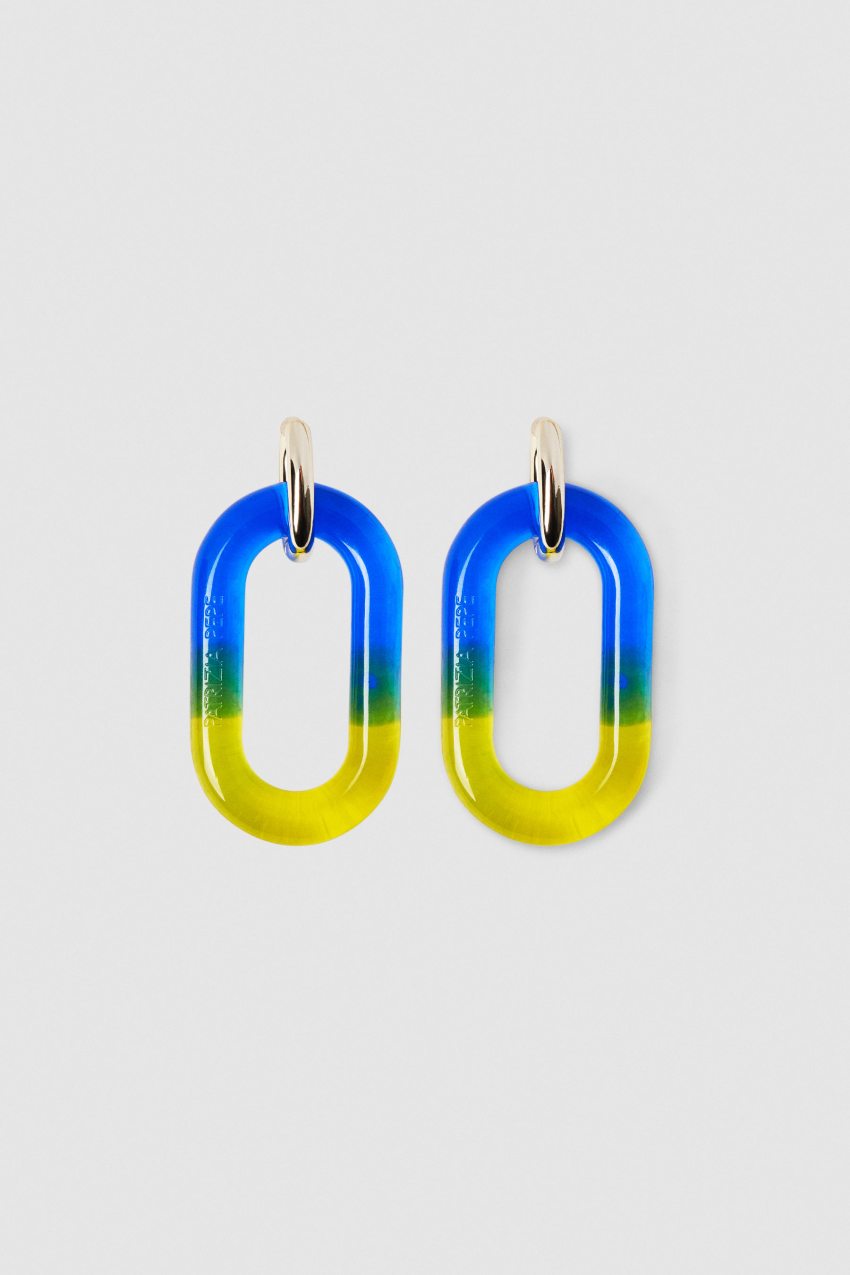 Patrizia Pepe Shaded Maxi Chain Logo Earrings Blauw | SDF086947