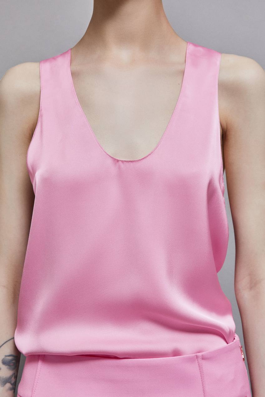 Patrizia Pepe Shiny Satin Blouse Roze | UWH053428