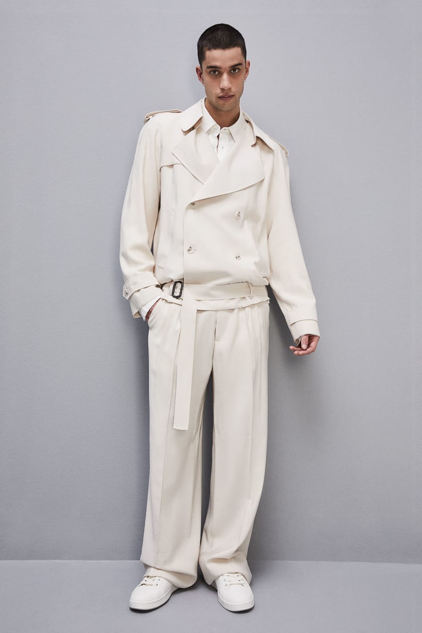 Patrizia Pepe Short Trench-effect Jacket In Viscose Twill Beige | RPZ765901