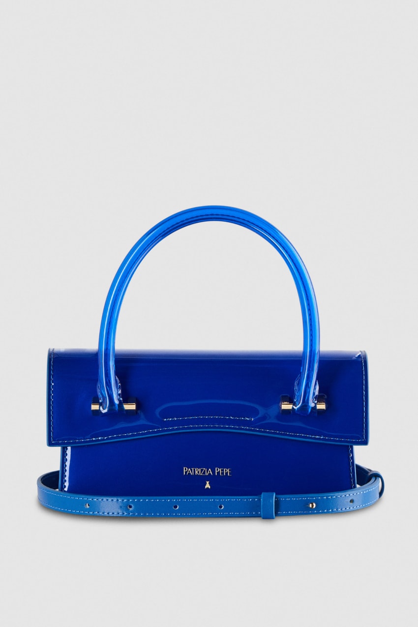 Patrizia Pepe Shoulder Bag In Coated Fabric And Leather Trim Lichtblauw | HLN923015