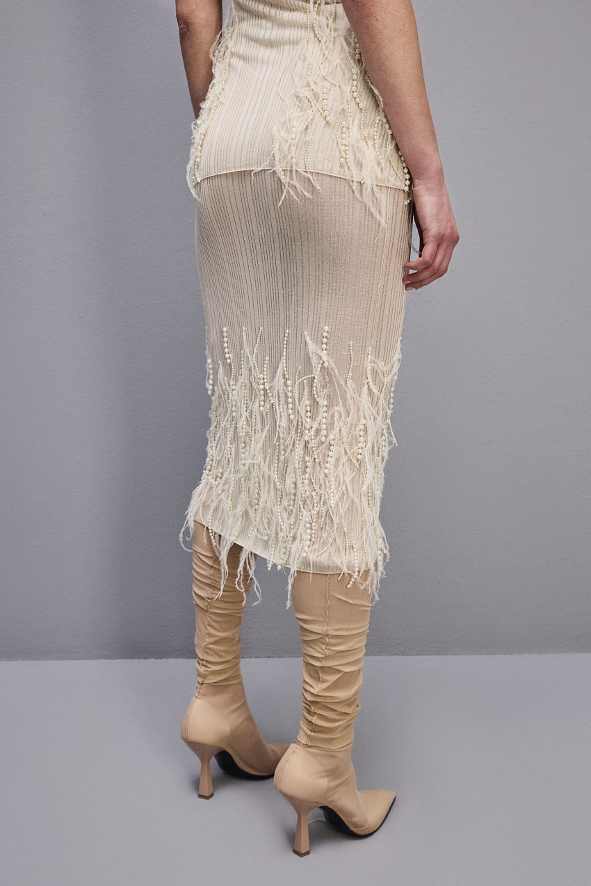 Patrizia Pepe Skirt With Feather And Pearl Embroidery Wit | LJP067941