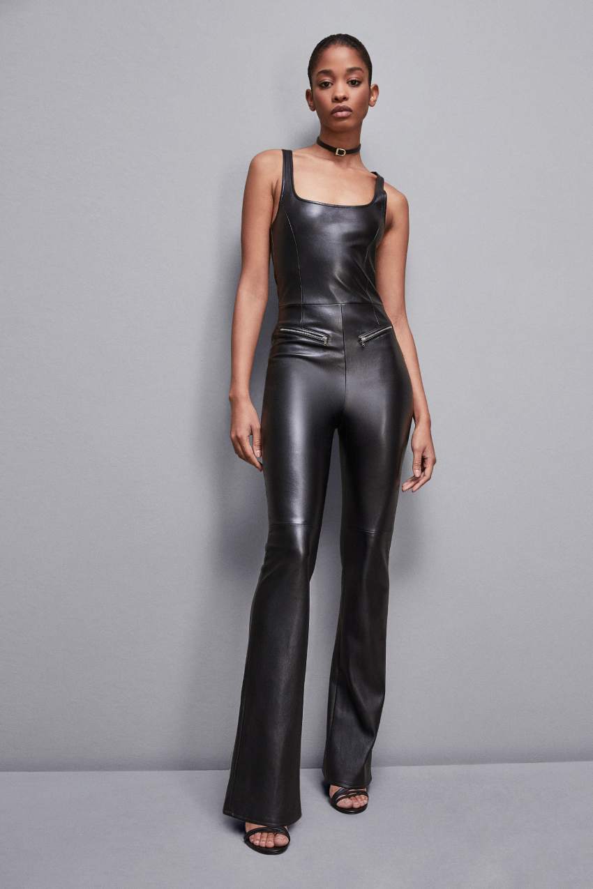 Patrizia Pepe Sleeveless Faux Leather Jumpsuit Zwart | UAS631258