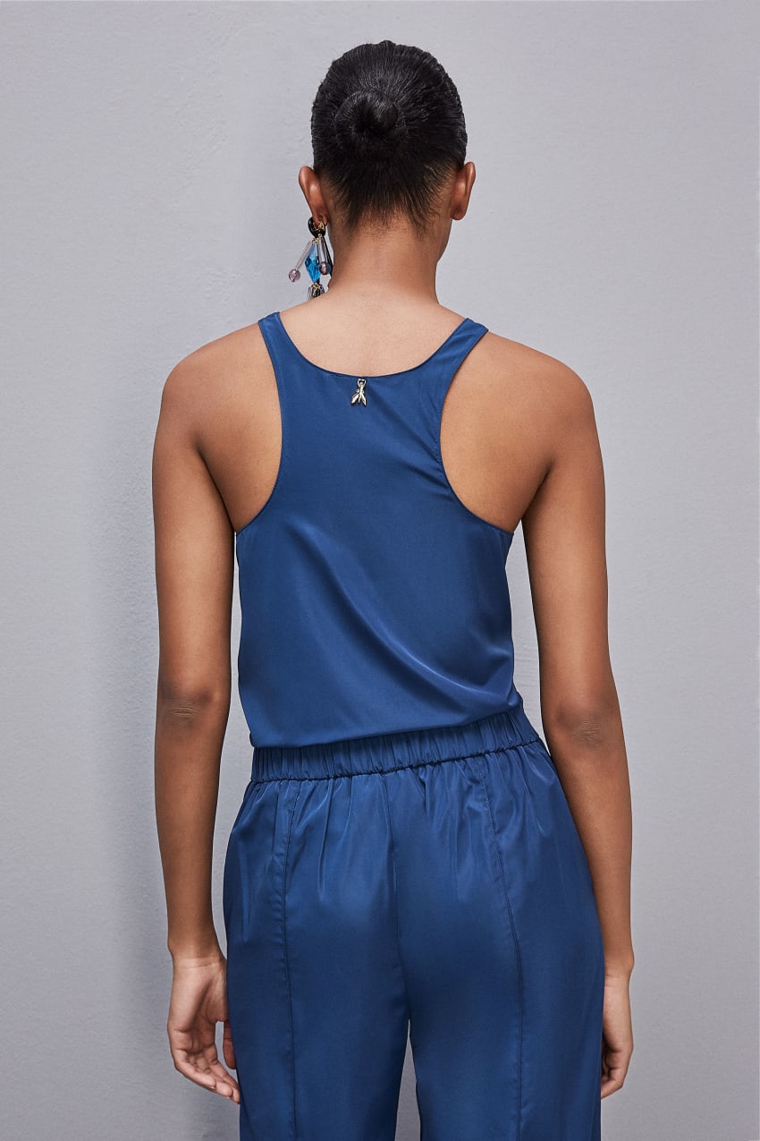 Patrizia Pepe Sleeveless Top Shirt With Round Neckline Lichtblauw | GVT061359