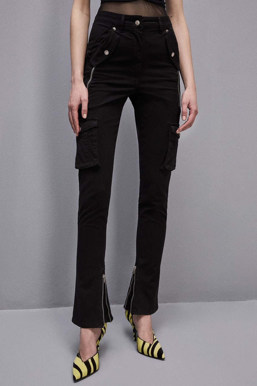 Patrizia Pepe Slim Cargo Pants Zwart | MVL587160