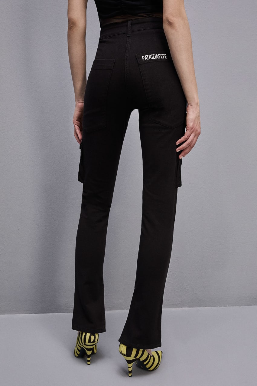 Patrizia Pepe Slim Cargo Pants Zwart | MVL587160