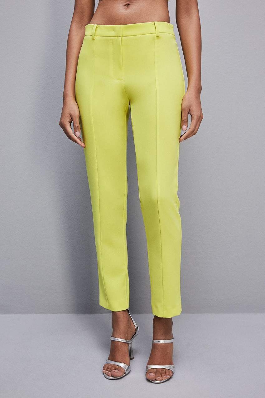 Patrizia Pepe Slim Cigarette Pants In Sablè Crepe Fabric Geel | GMT679014