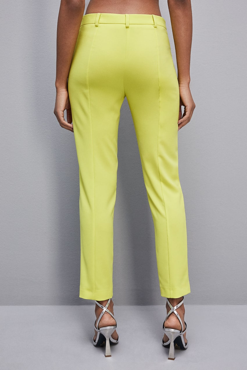 Patrizia Pepe Slim Cigarette Pants In Sablè Crepe Fabric Geel | GMT679014