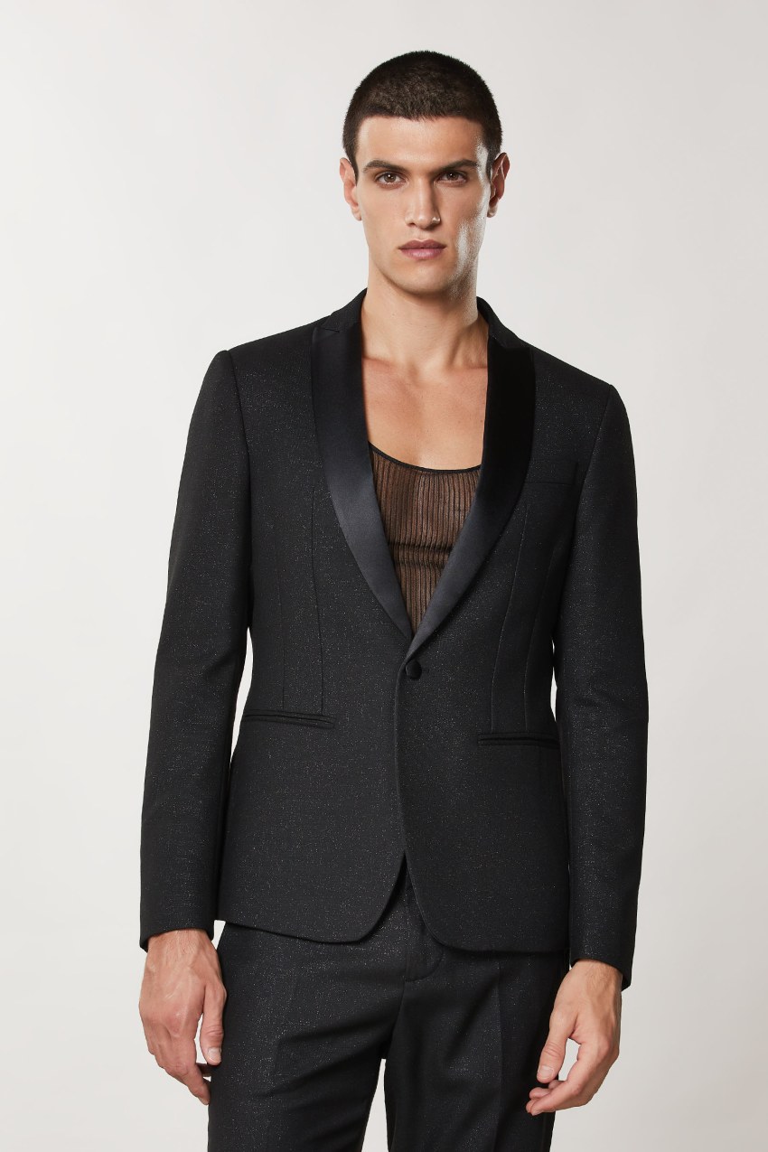 Patrizia Pepe Slim Fit Tuxedo Jacket Zwart | OXV613892