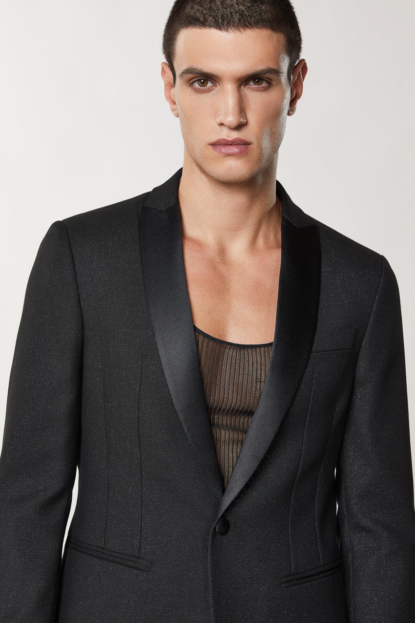 Patrizia Pepe Slim Fit Tuxedo Jacket Zwart | OXV613892