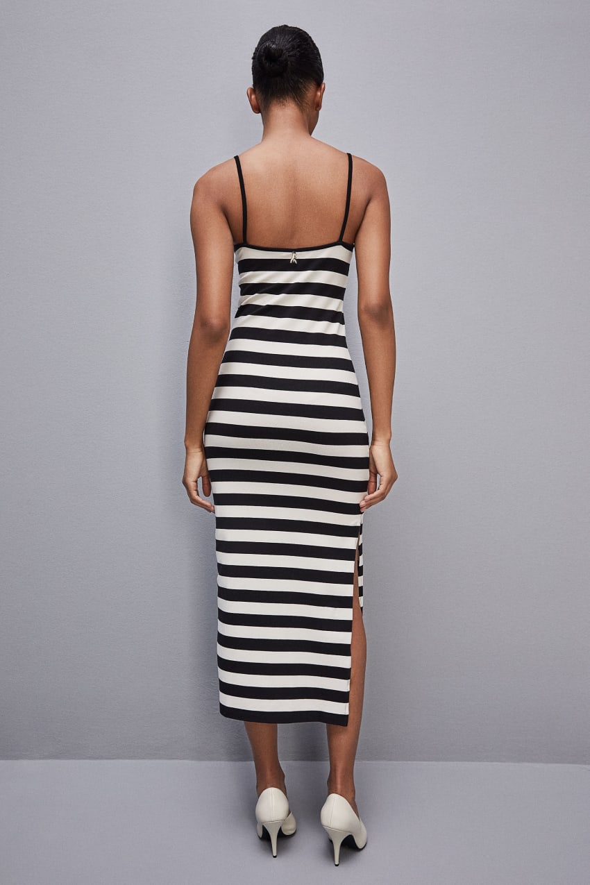 Patrizia Pepe Slim Jersey Dress With Cotton Straps Wit | QBZ912756